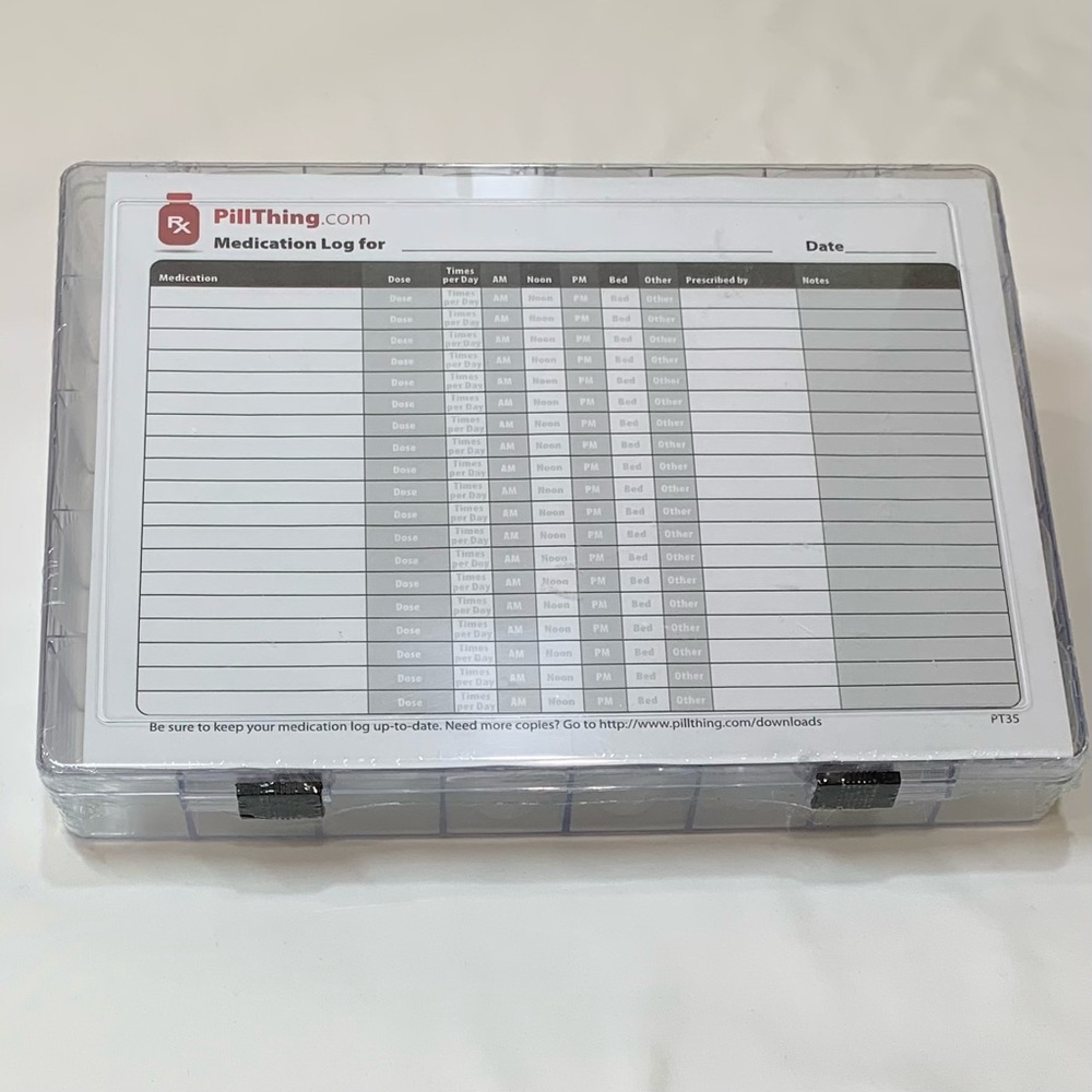 Pillthing.com Medication and Supplement Monthly Organizer, 34 Compartments, NEW